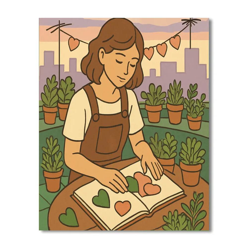 Valentines Day Rooftop Herbarium Paint by numbers art