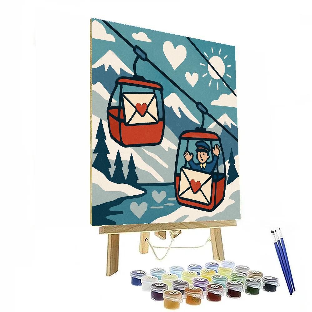 Valentines Day Mountain Cable Car Letters Painting by numbers kit