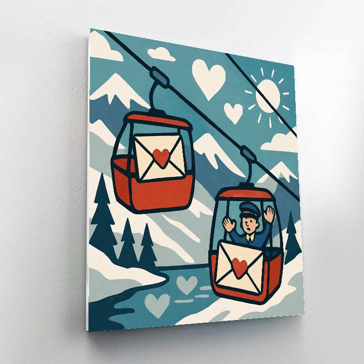 Valentines Day Mountain Cable Car Letters Painting by numbers kit