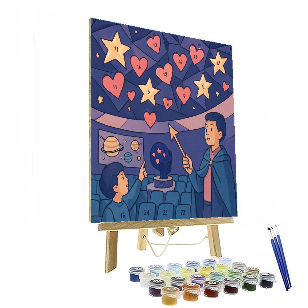 Valentines Day Origami Planetarium paint by color