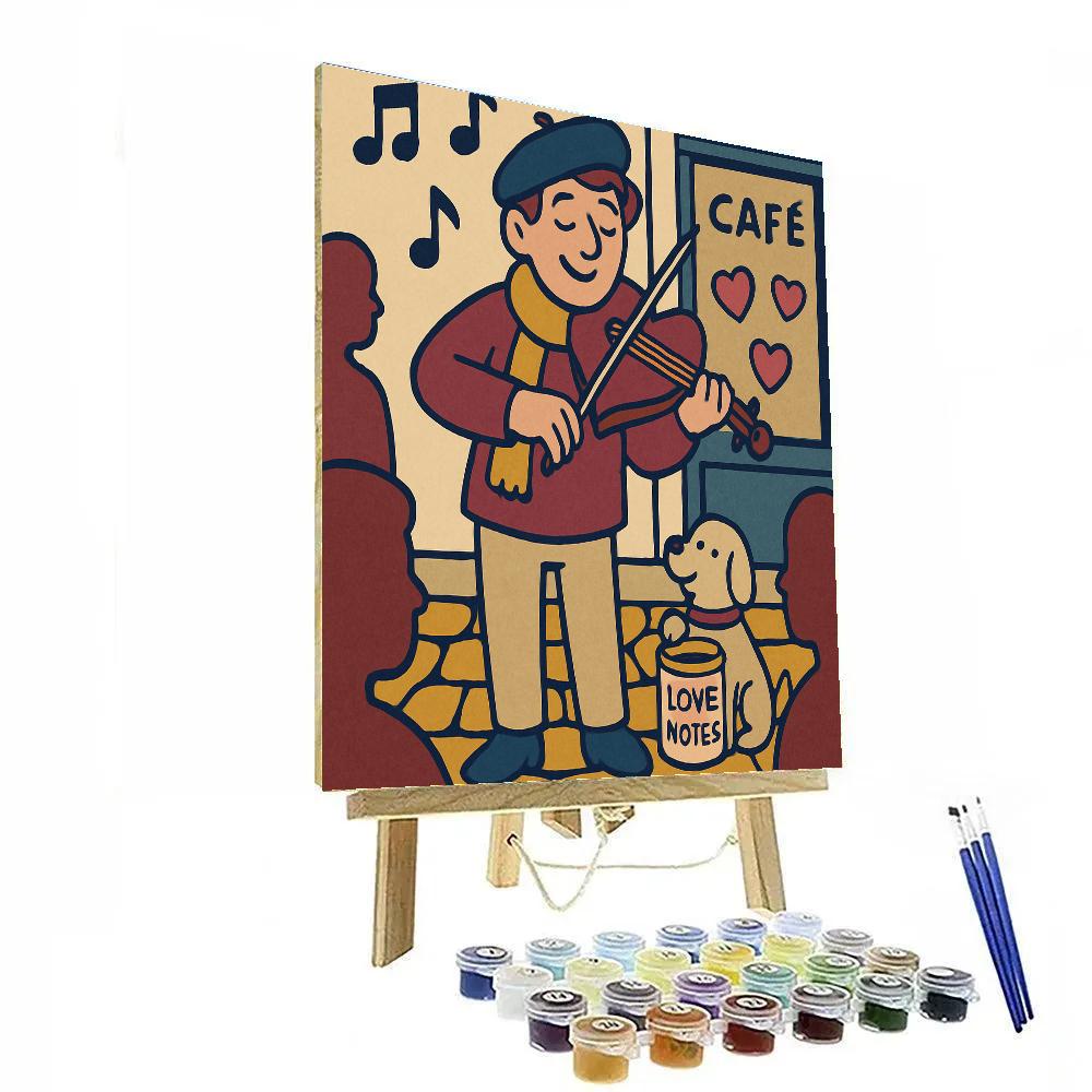 Street Musician Valentines Day Serenade Numbered painting kits