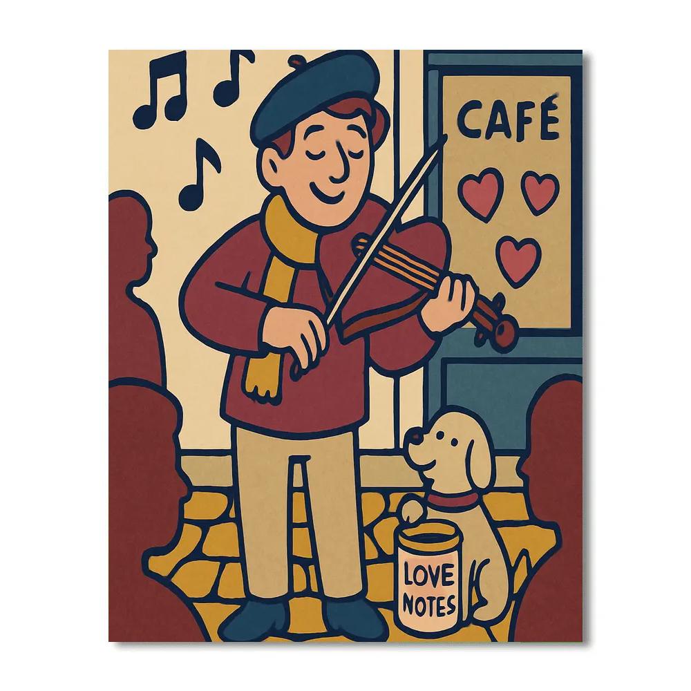 Street Musician Valentines Day Serenade Numbered painting kits