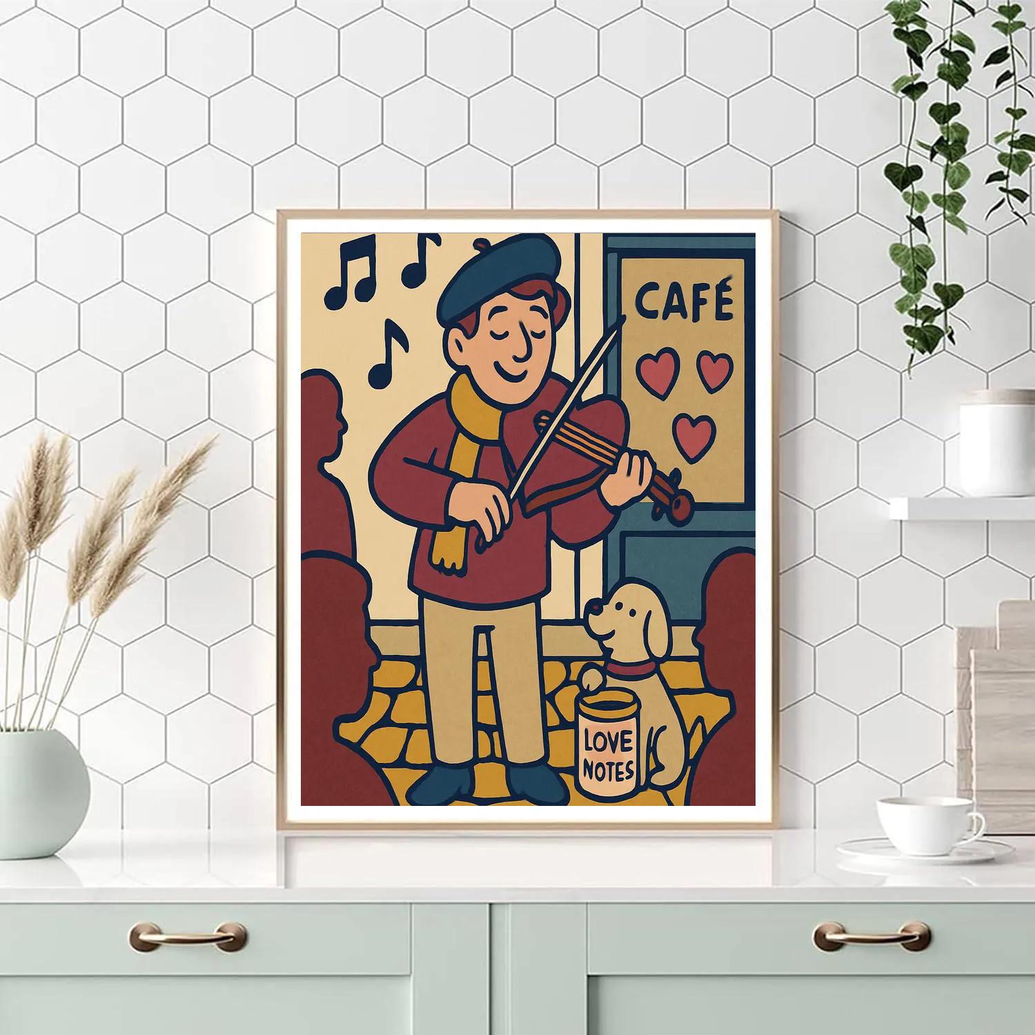 Street Musician Valentines Day Serenade Numbered painting kits