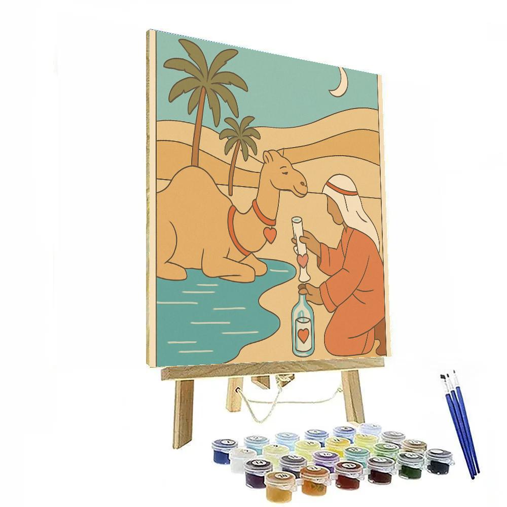 Valentines Day Desert Oasis Message Bottle painting number kit