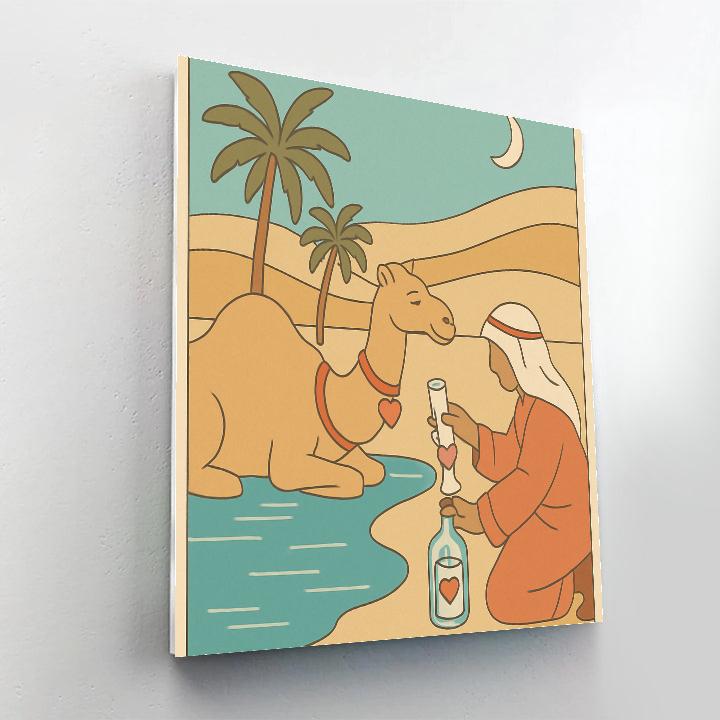 Valentines Day Desert Oasis Message Bottle painting number kit