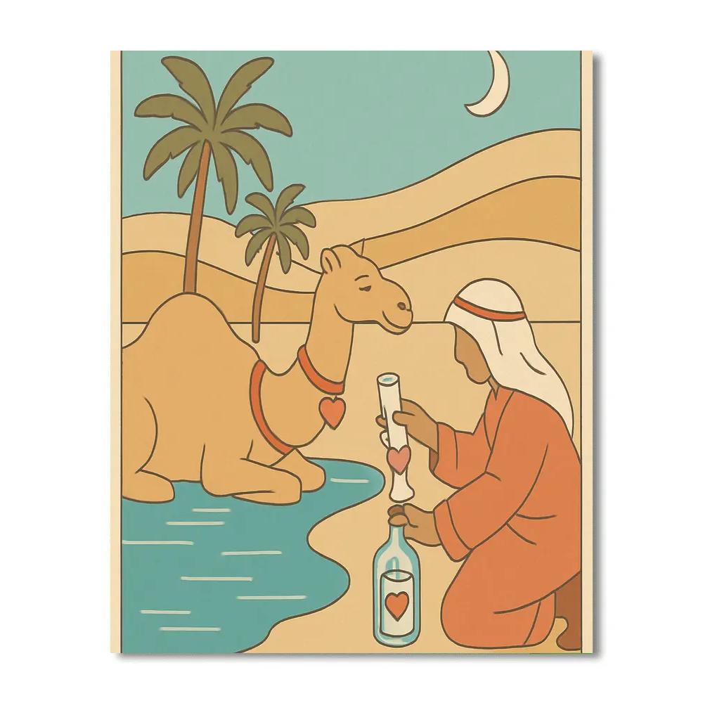 Valentines Day Desert Oasis Message Bottle painting number kit