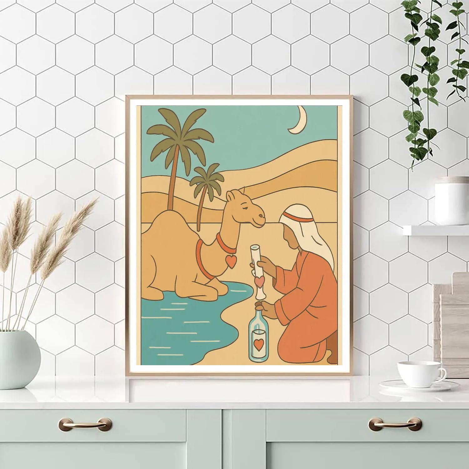 Valentines Day Desert Oasis Message Bottle painting number kit