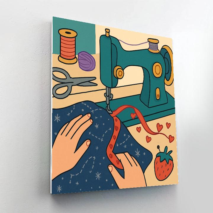 Valentines Day Enchanted Sewing Machine Paint by numbers art