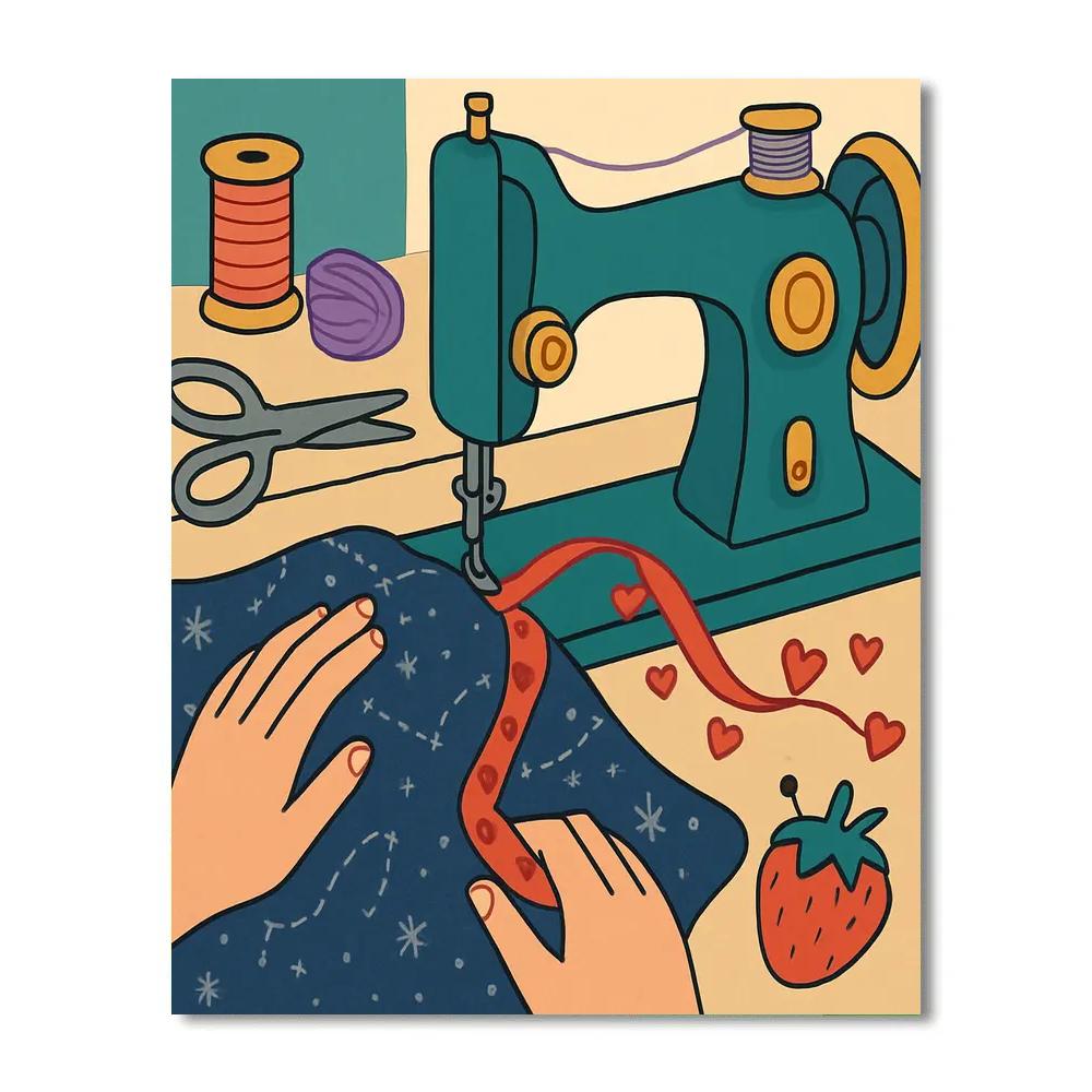 Valentines Day Enchanted Sewing Machine Paint by numbers art