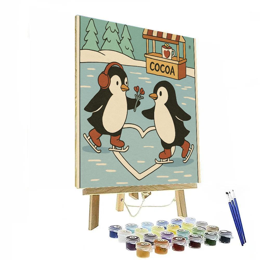 Valentines Day Ice Skating Heart Trail Painting by numbers kit