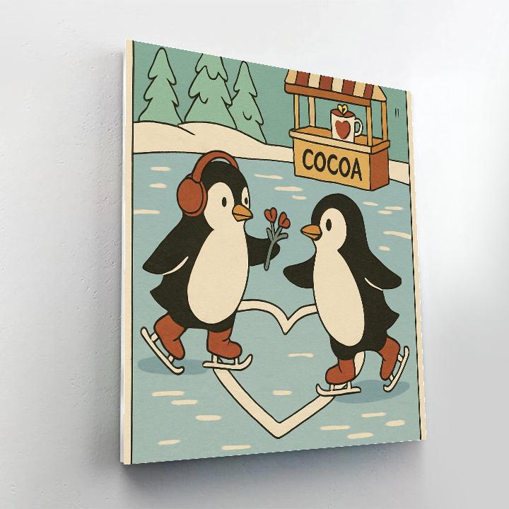 Valentines Day Ice Skating Heart Trail Painting by numbers kit