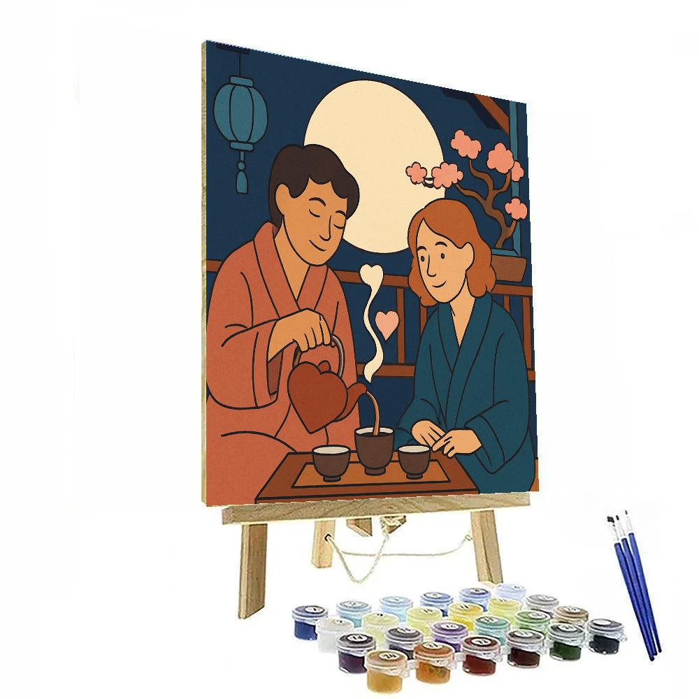 Valentines Day Moonlit Tea Ceremony Numbered painting kits