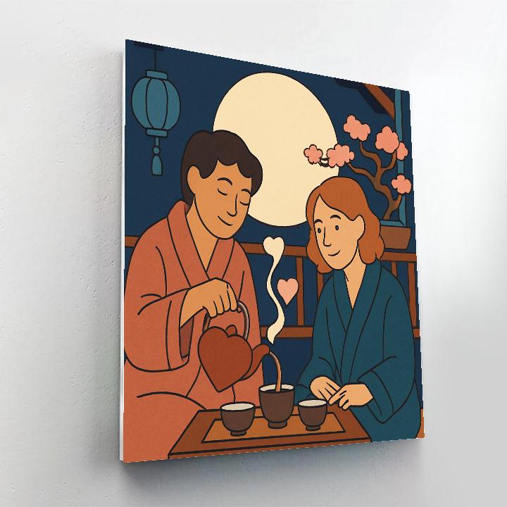 Valentines Day Moonlit Tea Ceremony Numbered painting kits