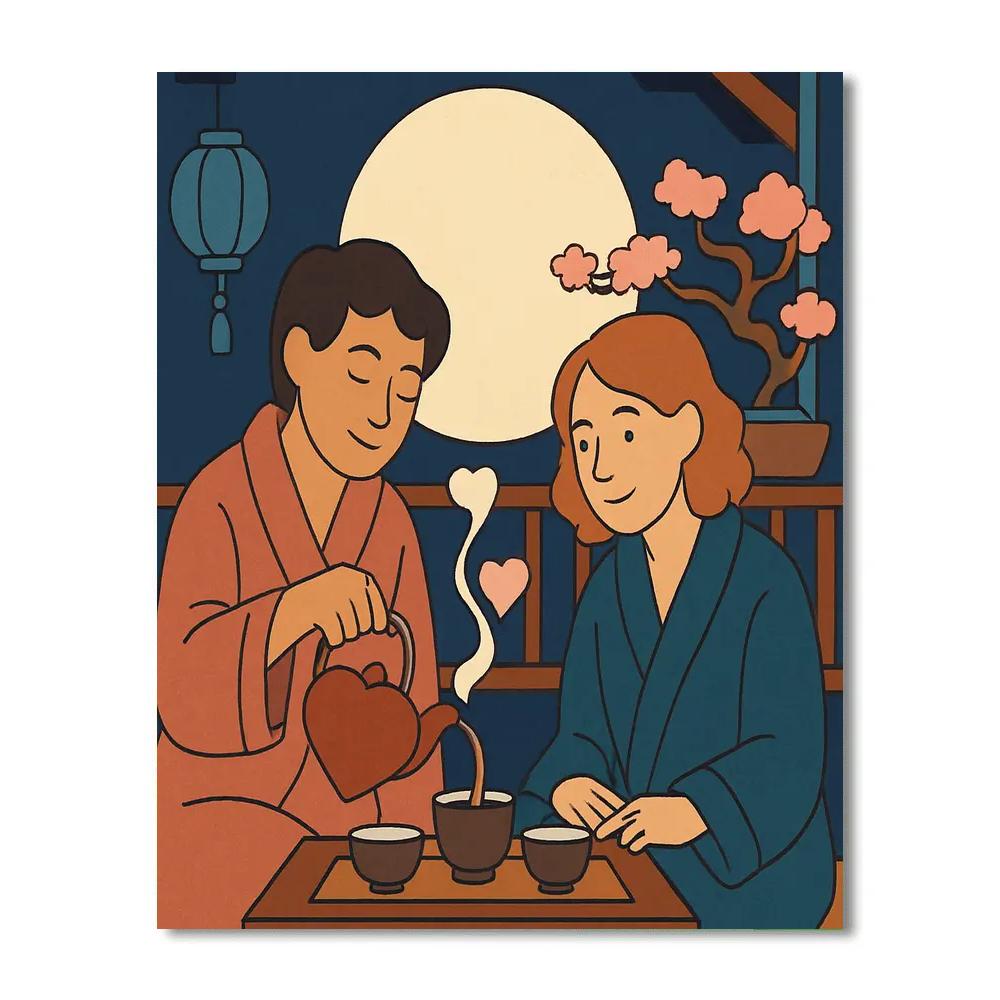 Valentines Day Moonlit Tea Ceremony Numbered painting kits