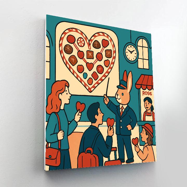 Valentines Day Train Station Candy Map Painting by numbers kit