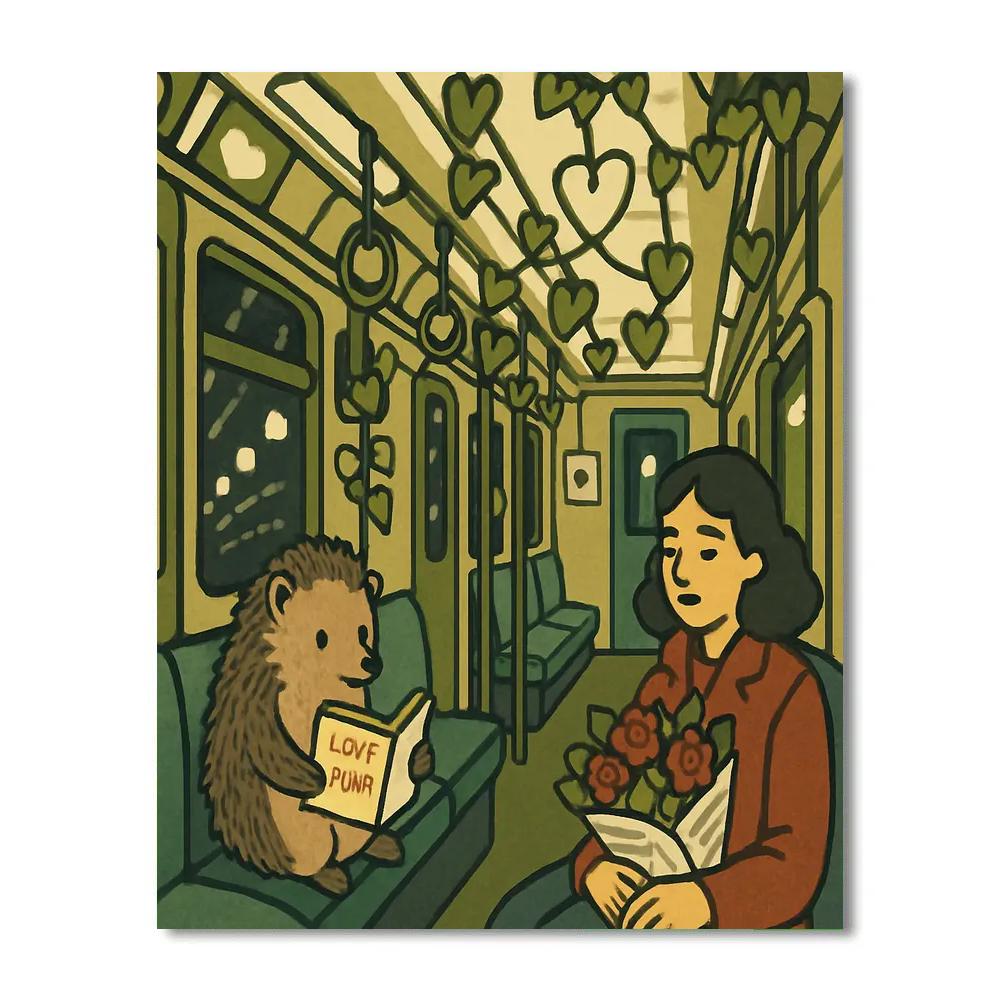 Valentines Day Botanical Subway Car paint by color