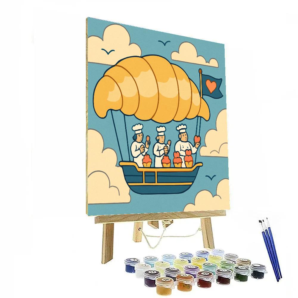 Valentines Day Cloud Bakery Airship Paint by numbers kits