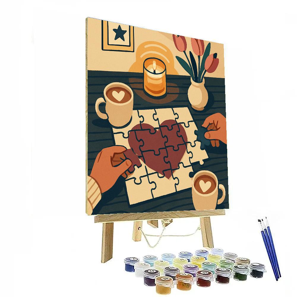 Valentines Day Candlelit Puzzle Table Numbered painting kits