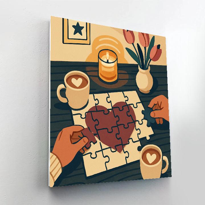Valentines Day Candlelit Puzzle Table Numbered painting kits