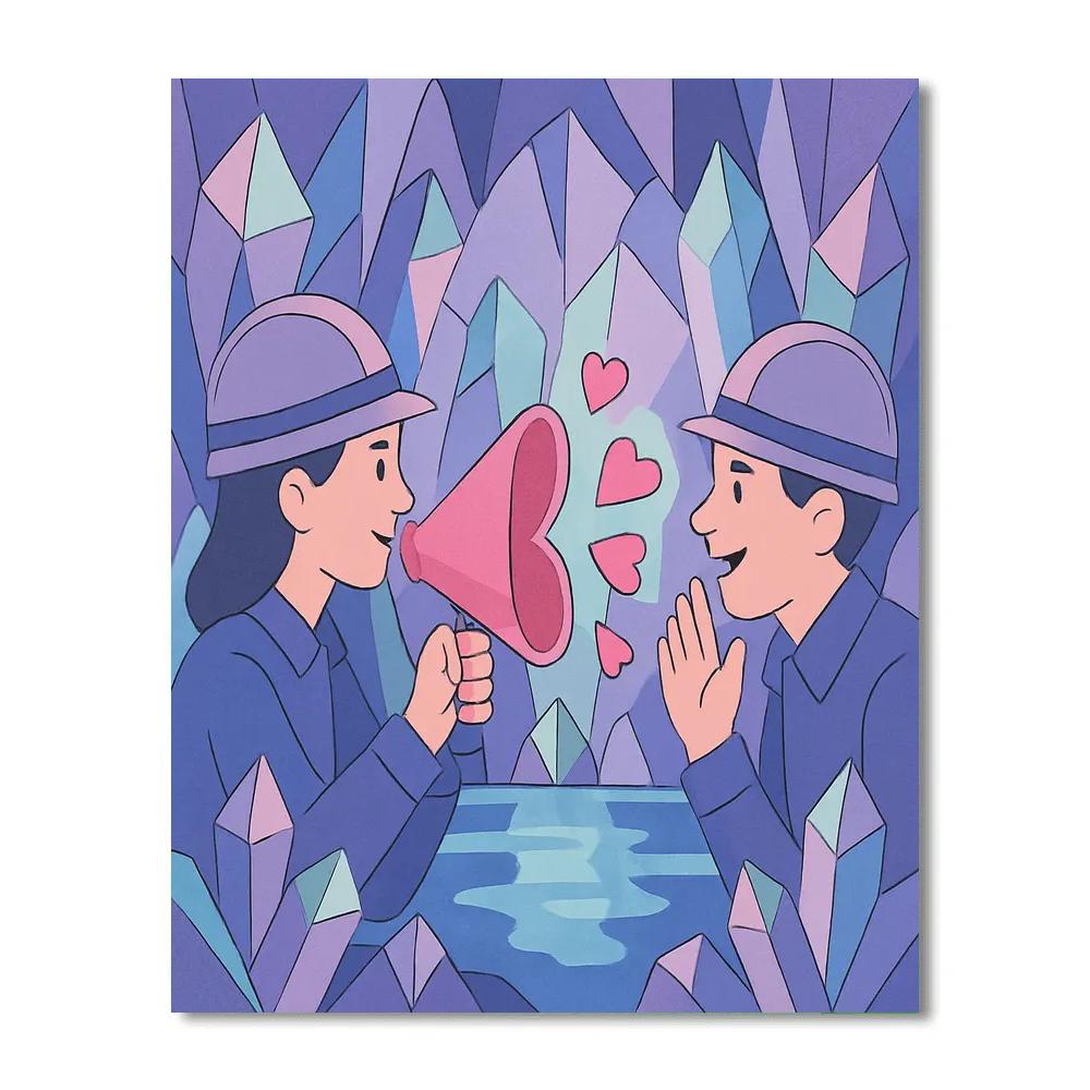 Valentines Day Crystal Cave Message Echo paint by numbers