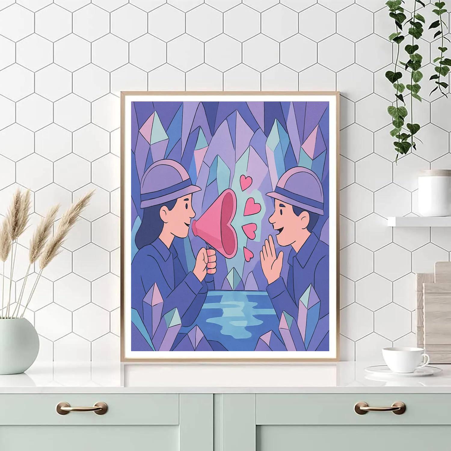 Valentines Day Crystal Cave Message Echo paint by numbers