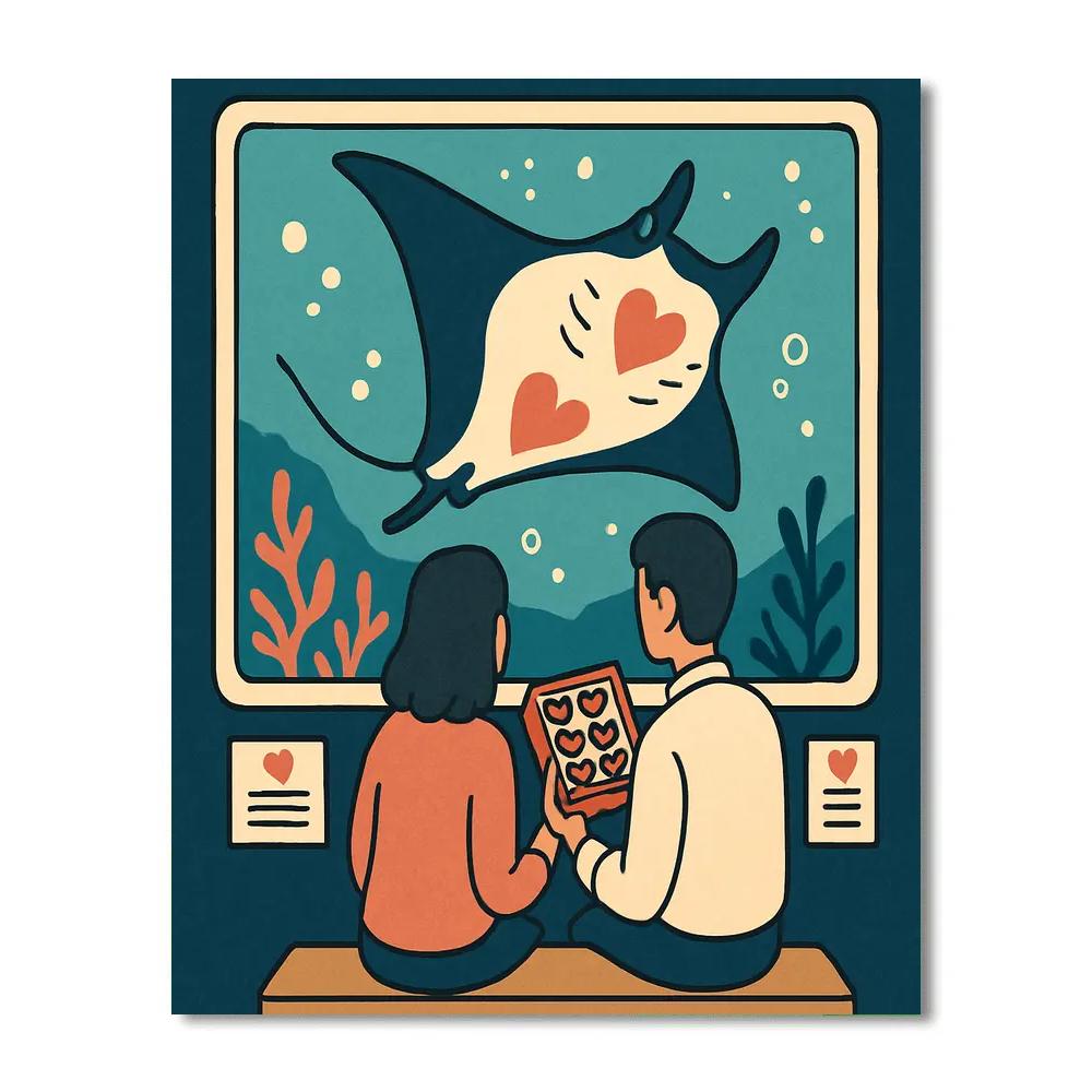 Valentines Day Aquarium Window Date Paint by numbers art
