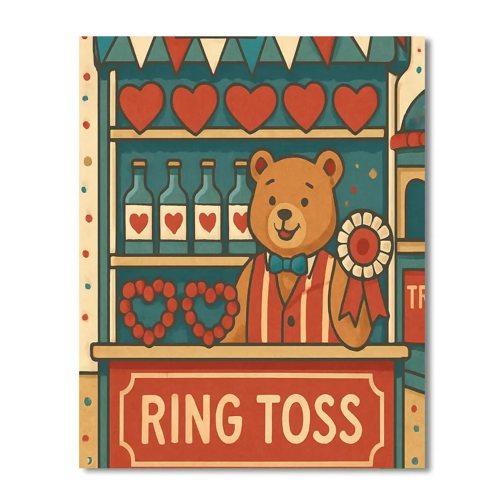 Valentines Day Carnival Ring Toss Hearts paint by number