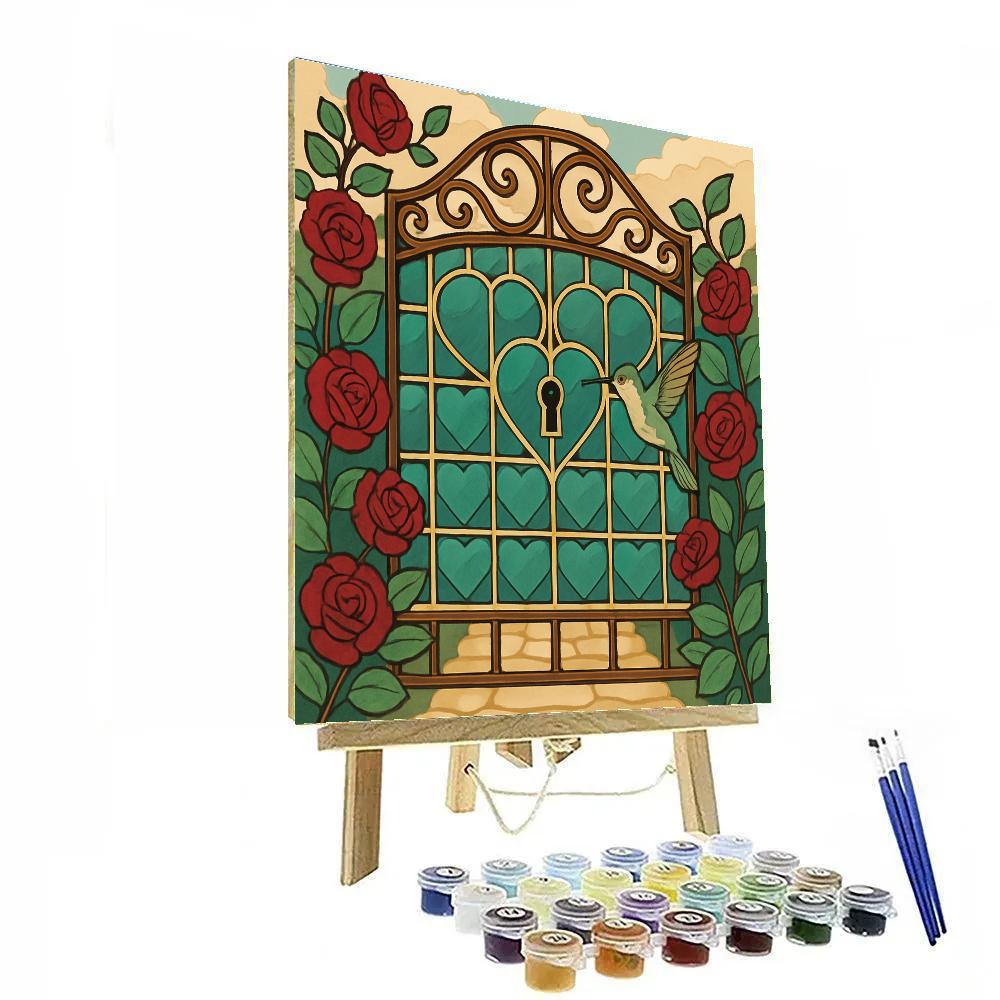 Garden Gate In Valentines Day Mosaic Number painting