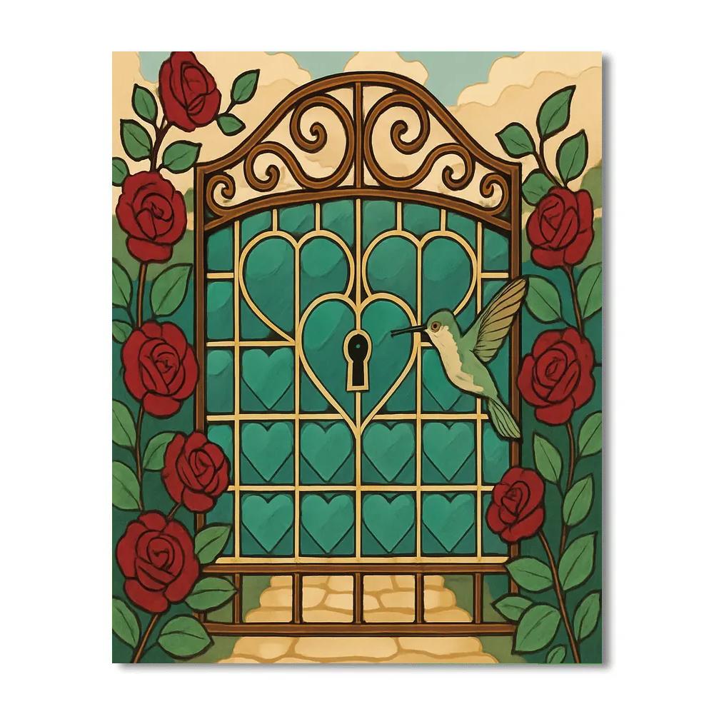 Garden Gate In Valentines Day Mosaic Number painting