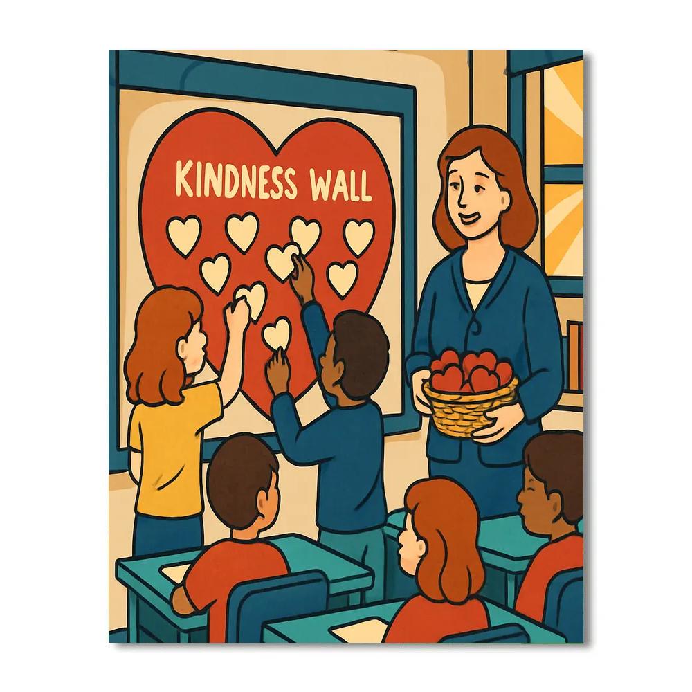 Valentines Day Classroom Kindness Wall Paint by numbers art