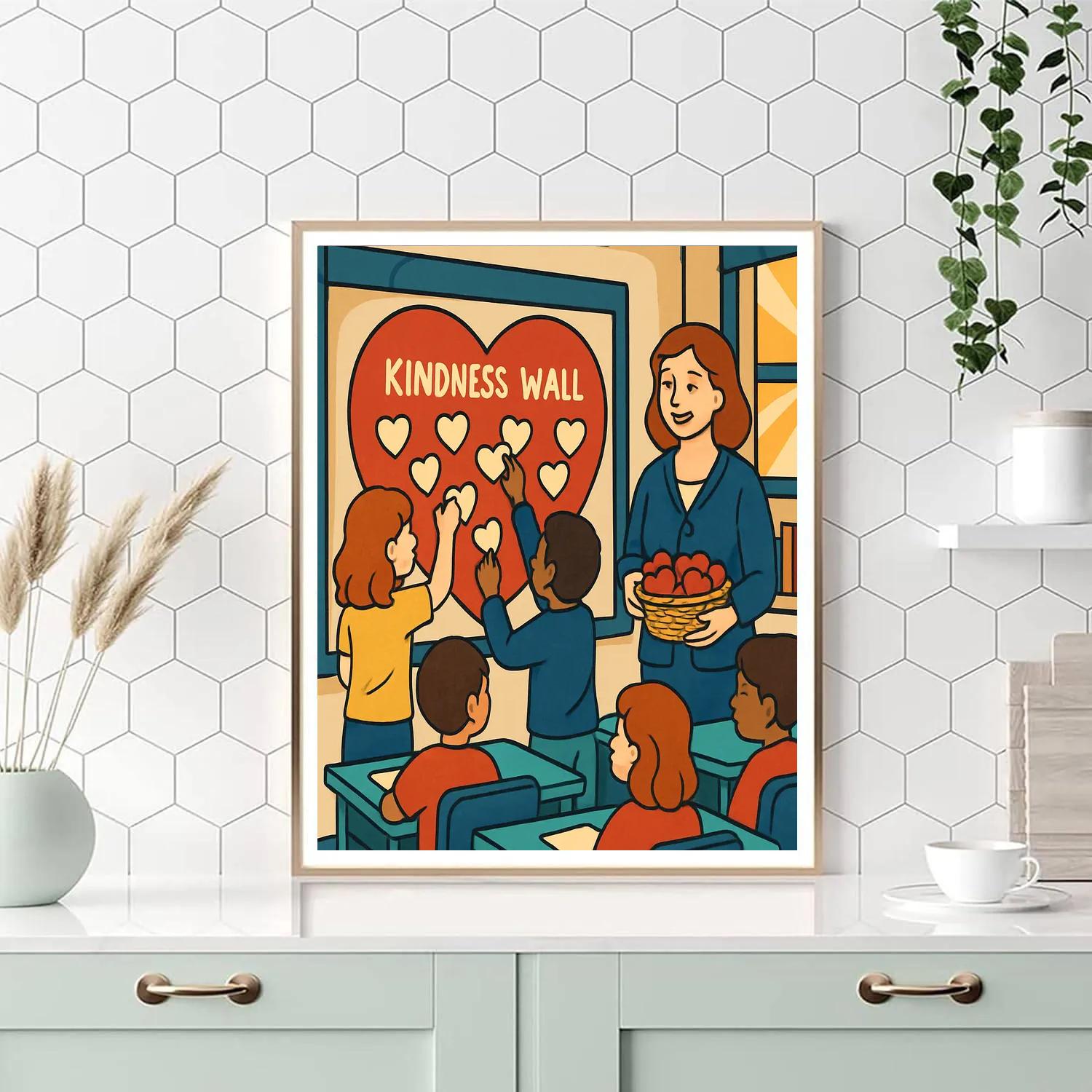 Valentines Day Classroom Kindness Wall Paint by numbers art
