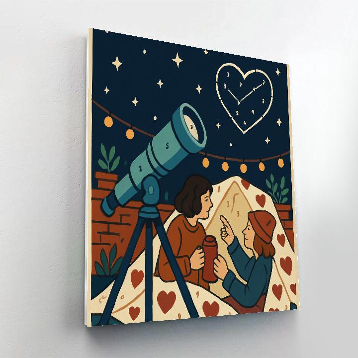Valentines Day Telescope On A Rooftop Blanket Number painting