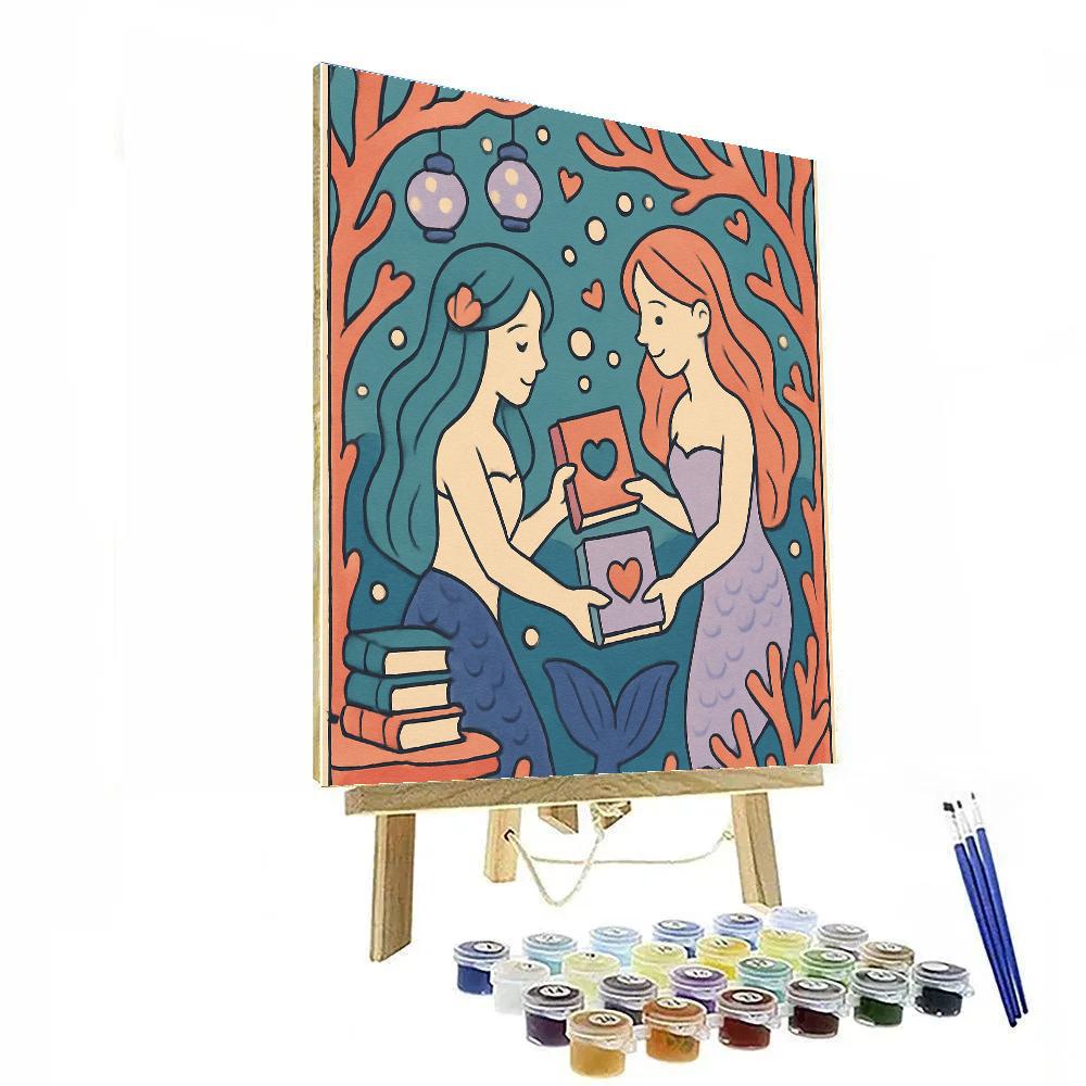 Valentines Day Mermaid Book Exchange Paint by numbers kits