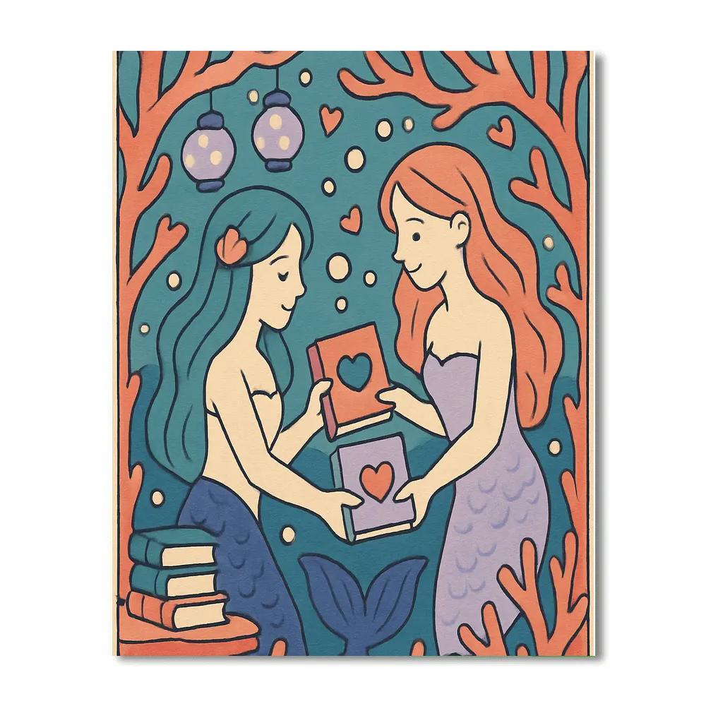 Valentines Day Mermaid Book Exchange Paint by numbers kits