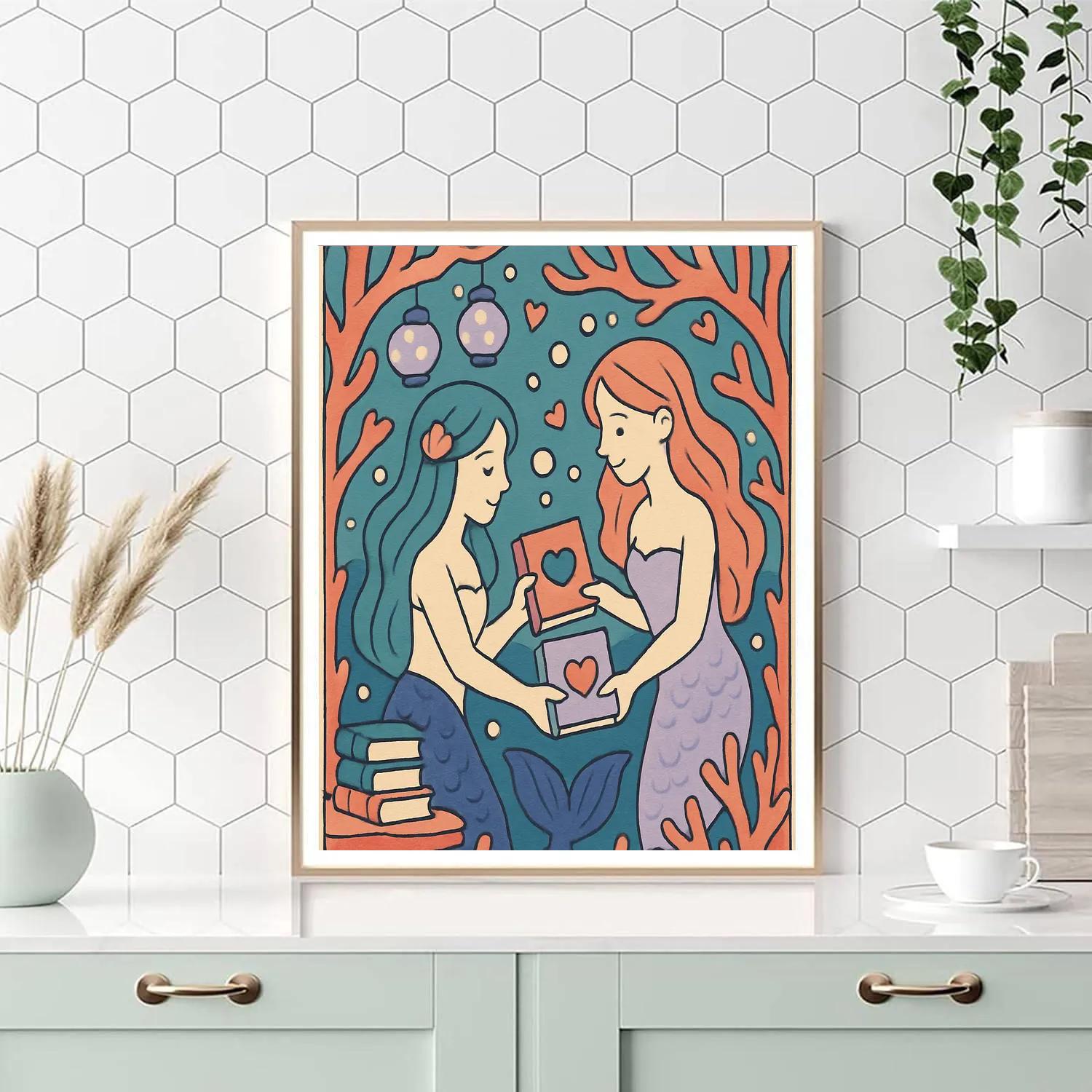 Valentines Day Mermaid Book Exchange Paint by numbers kits