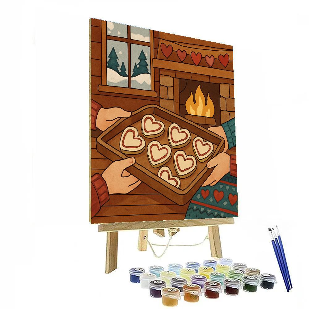 Valentines Day Mountain Cabin Cookie Swap Paint by numbers art