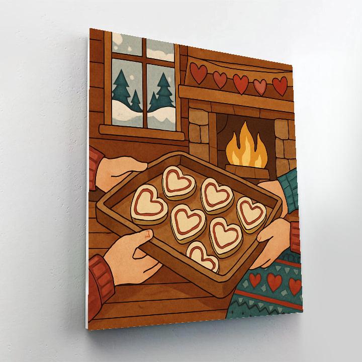 Valentines Day Mountain Cabin Cookie Swap Paint by numbers art