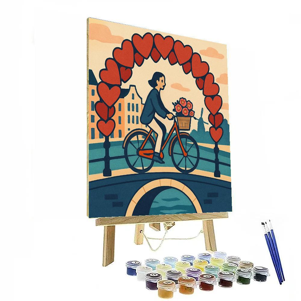 Valentines Day Balloon Bridge Over Canal painting number kit