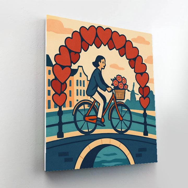 Valentines Day Balloon Bridge Over Canal painting number kit