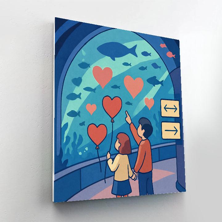 Valentines Day Aquarium Tunnel Heart Shadows Painting by numbers kit