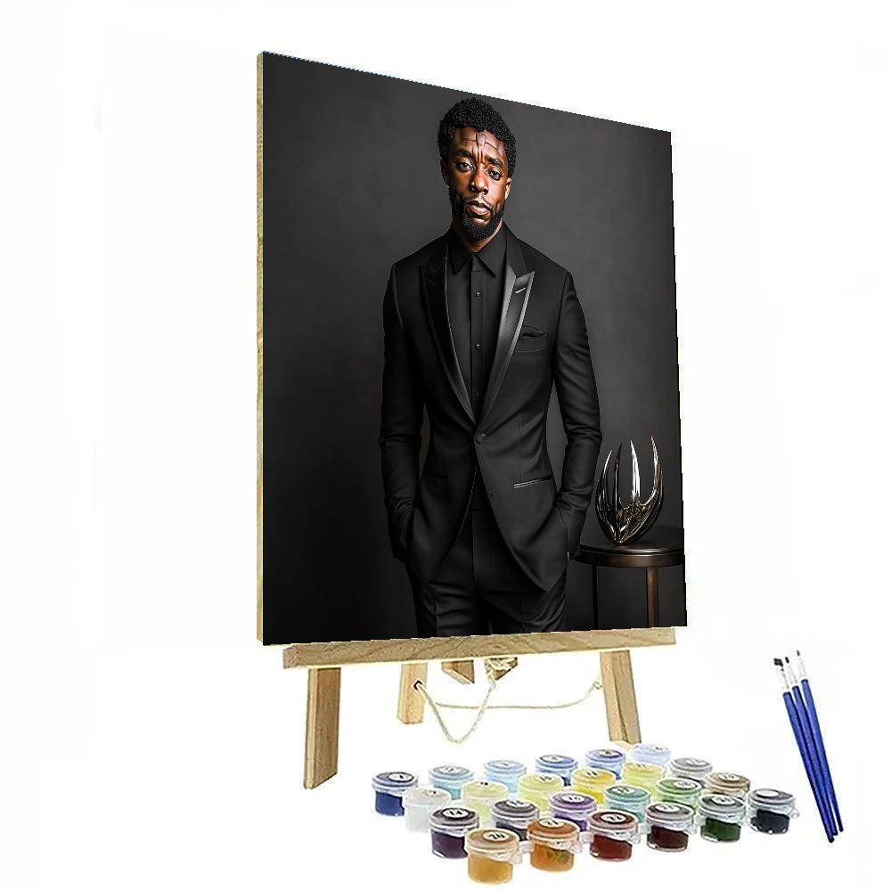 Chadwick Boseman Crown Of The Panther King Number painting