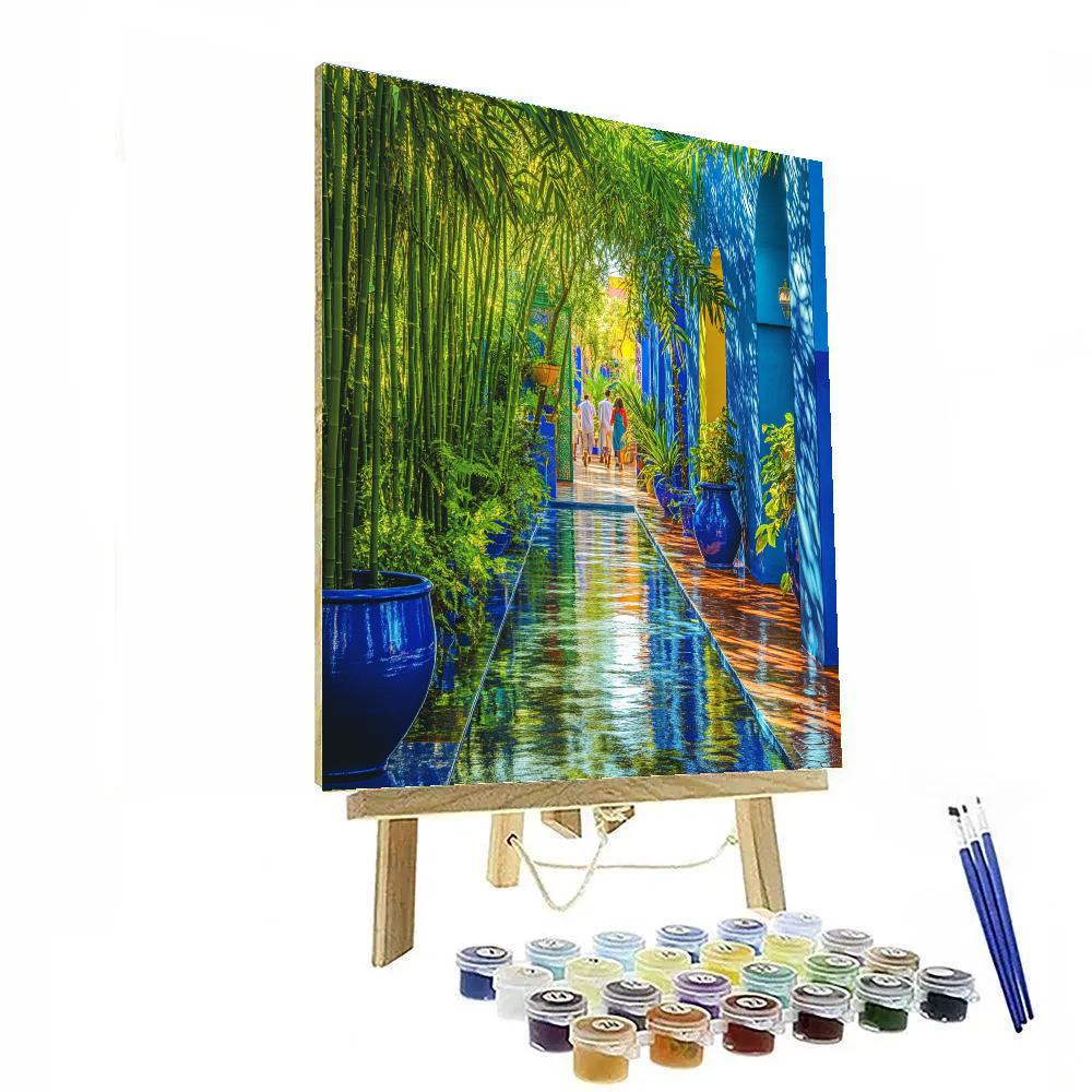 Oasis Of The Majorelle Garden In The Blue City Marrakech Morocco Paint by numbers kits