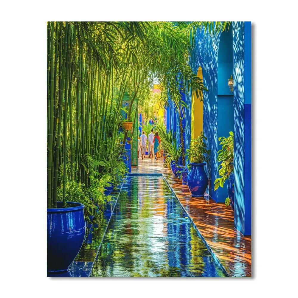 Oasis Of The Majorelle Garden In The Blue City Marrakech Morocco Paint by numbers kits