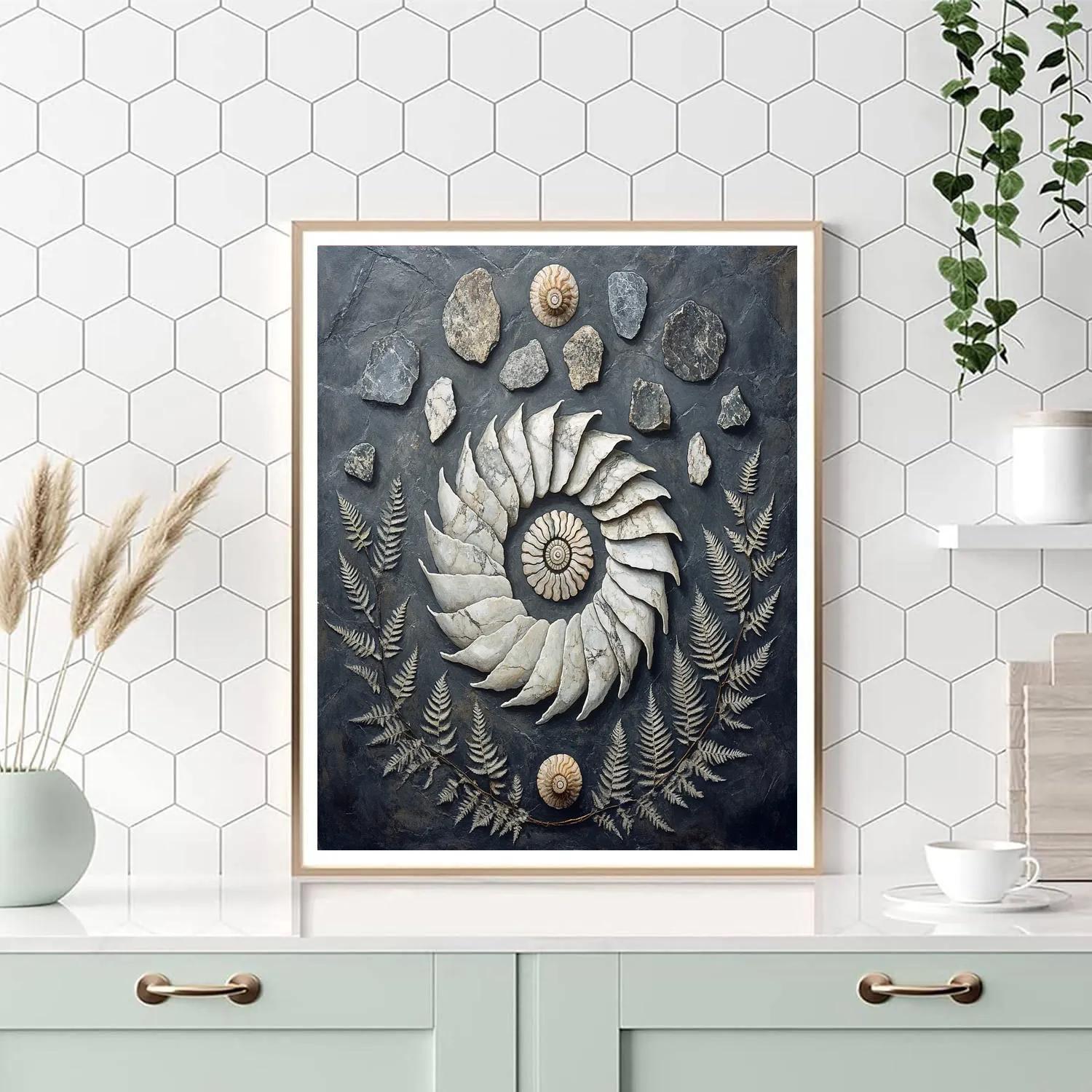 Michelangelo Inspired Aurora Fossil Garden Number painting