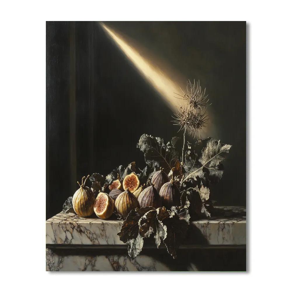 Caravaggio Inspired Nebula Shadowed Fig And Thistle Study Number painting