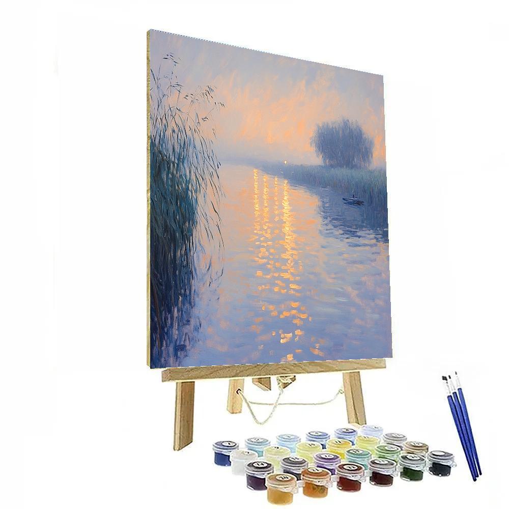 Claude Monet Inspired Sunrise On Misty River paint by numbers