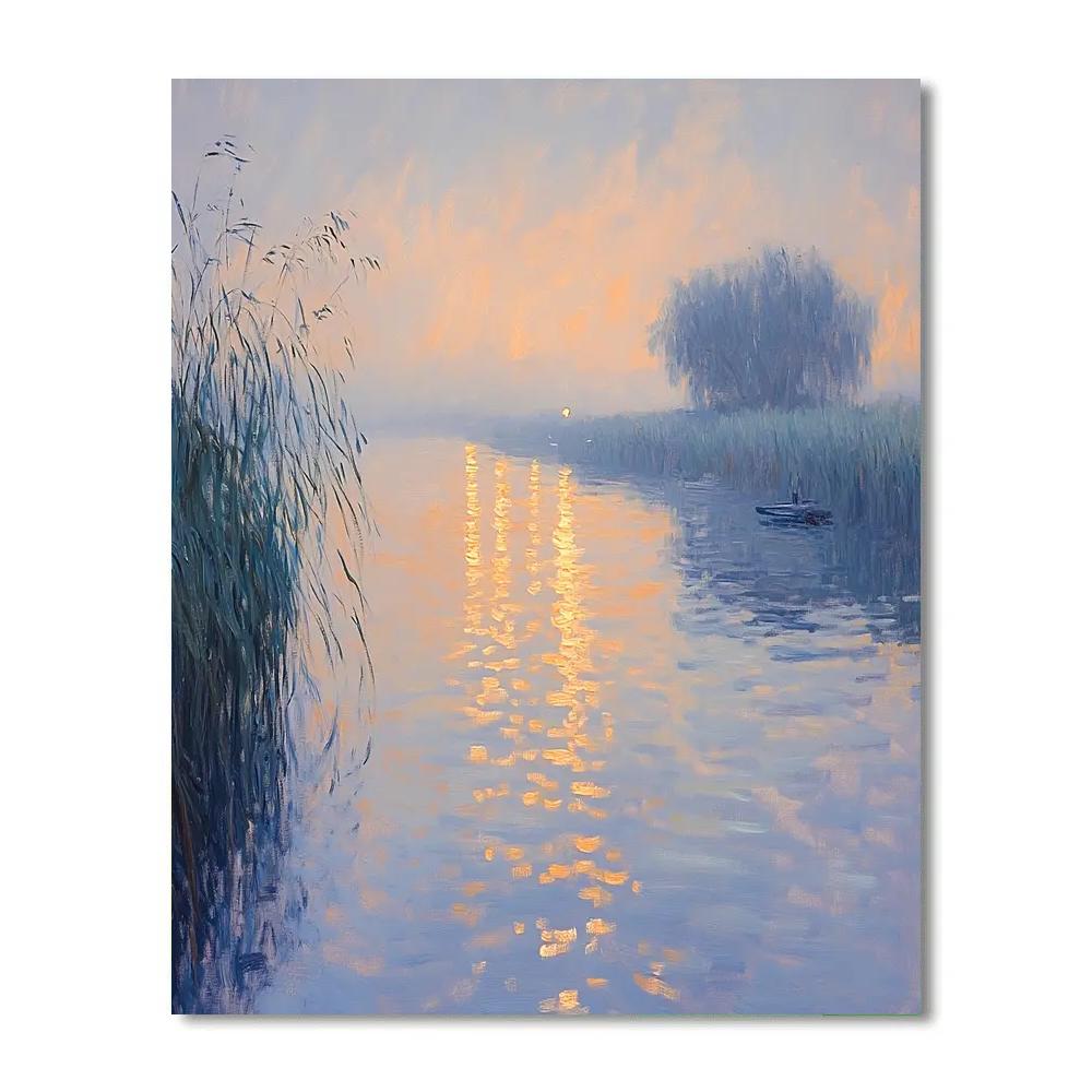 Claude Monet Inspired Sunrise On Misty River paint by numbers