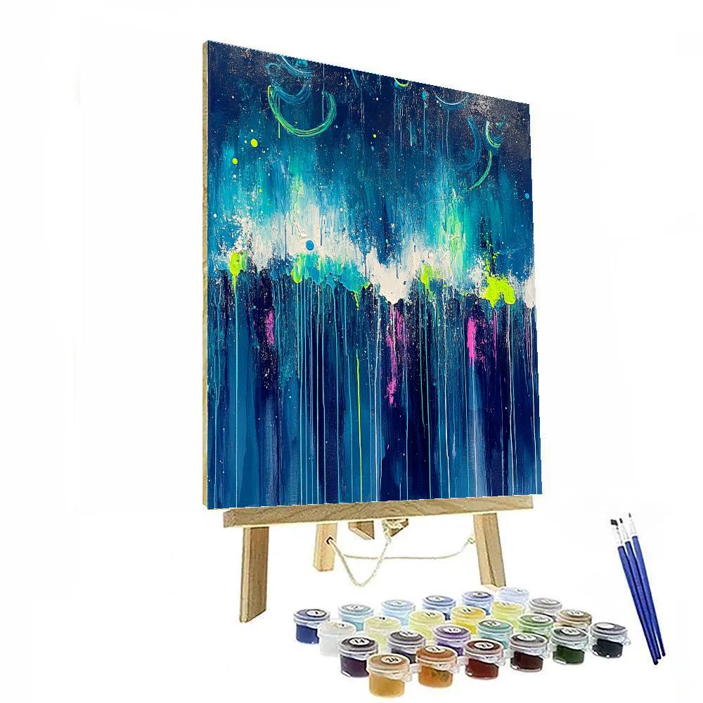 Jackson Pollock Inspired Aurora Vortex Over Silent Tundra paint by color