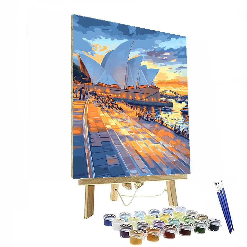 Sunset Glow On The Sydney Opera House Steps Sydney Australia Painting by numbers kit