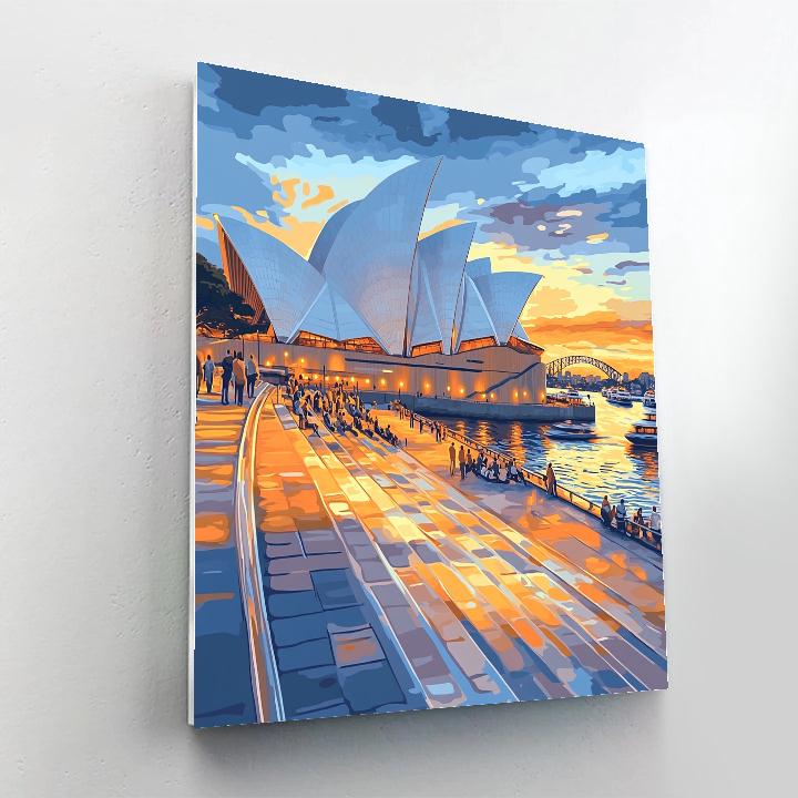 Sunset Glow On The Sydney Opera House Steps Sydney Australia Painting by numbers kit